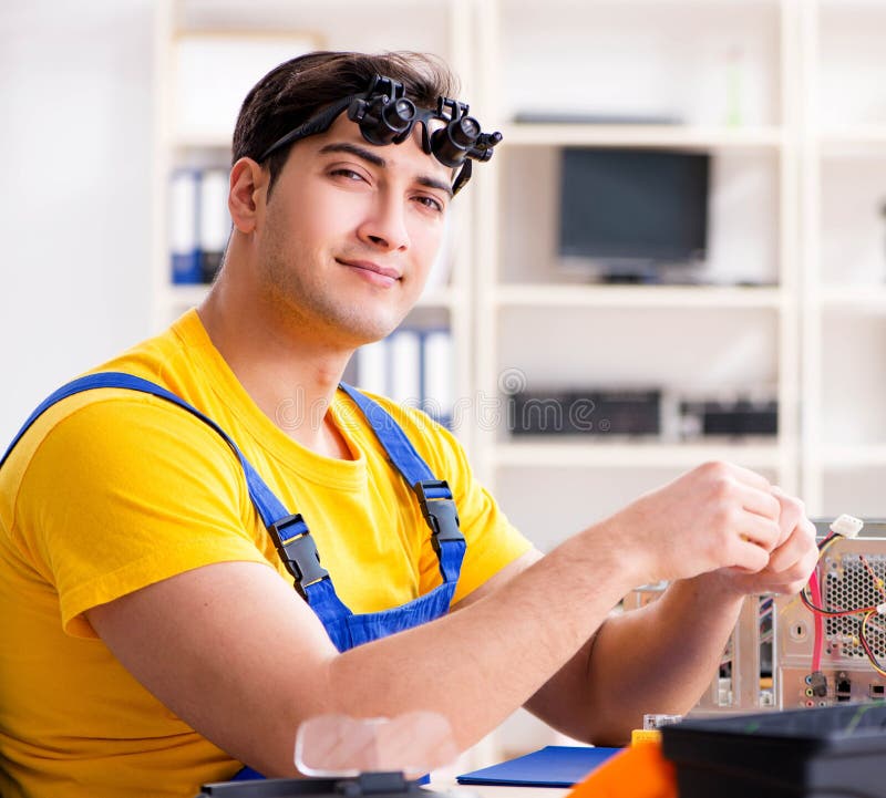 Computer Repair Technician Repairing Hardware Stock Image Image of