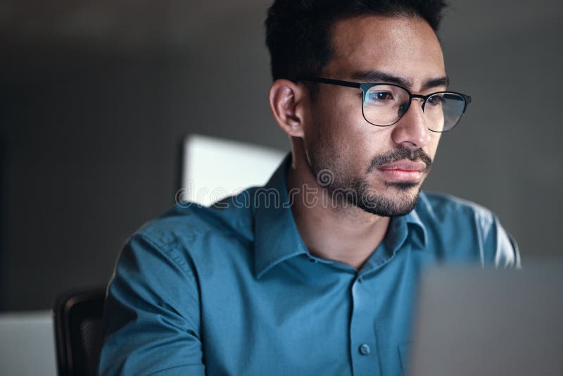 Computer, research and business man or programmer for software development, programming or cybersecurity. Reading stock photos