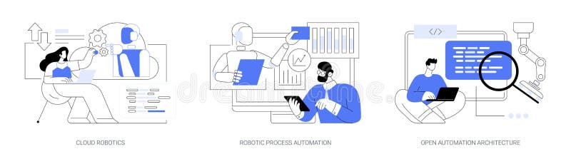 Computer science abstract concept vector illustrations. stock illustration