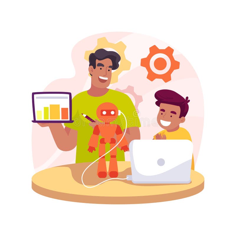 Computer science tutor isolated cartoon vector illustration. royalty free illustration