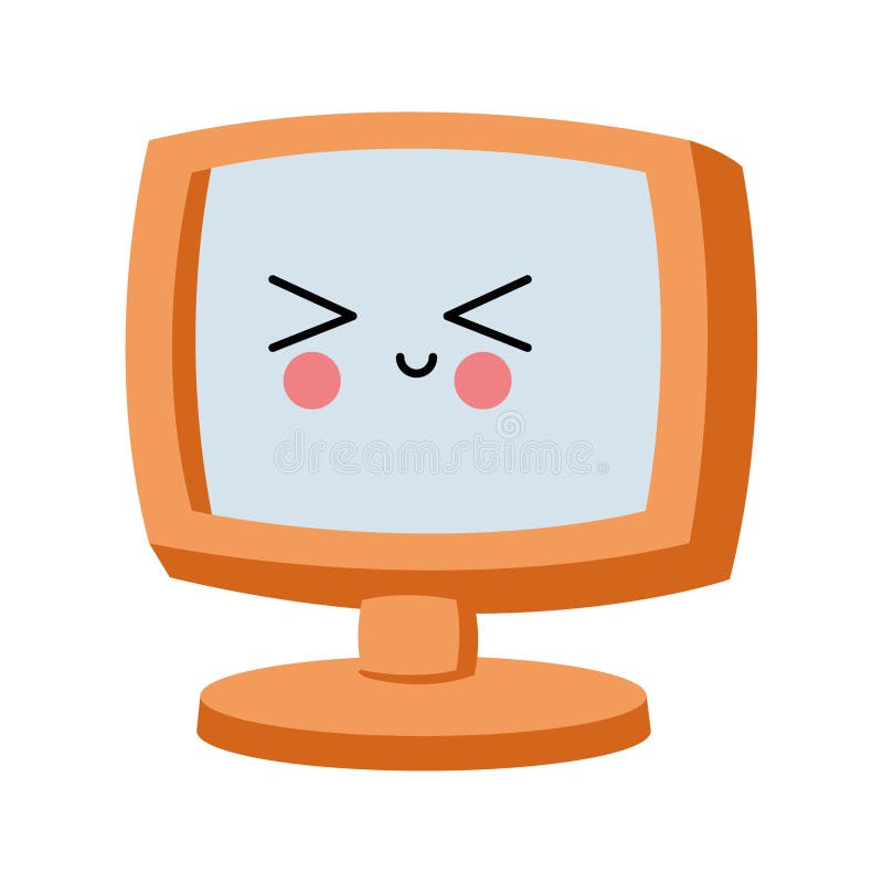 Computer Screen Kawaii Cartoon Stock Vector - Illustration of vector ...