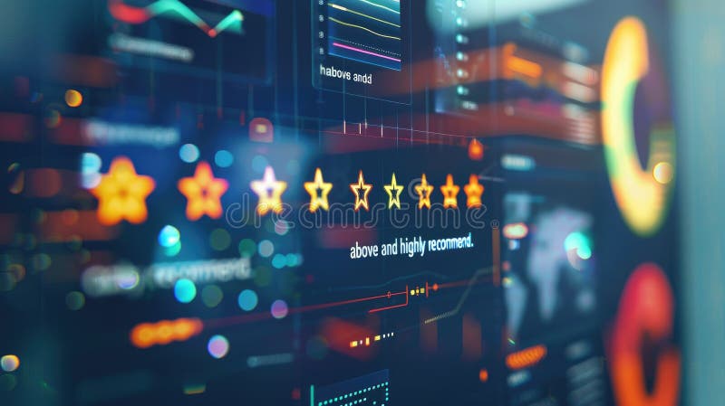 A computer screen with a lot of different graphs and numbers royalty free illustration