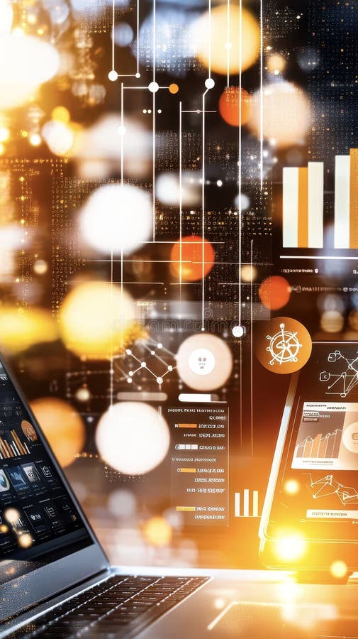 A computer screen with a lot of numbers and graphs. Concept of complexity and information overload AI generated