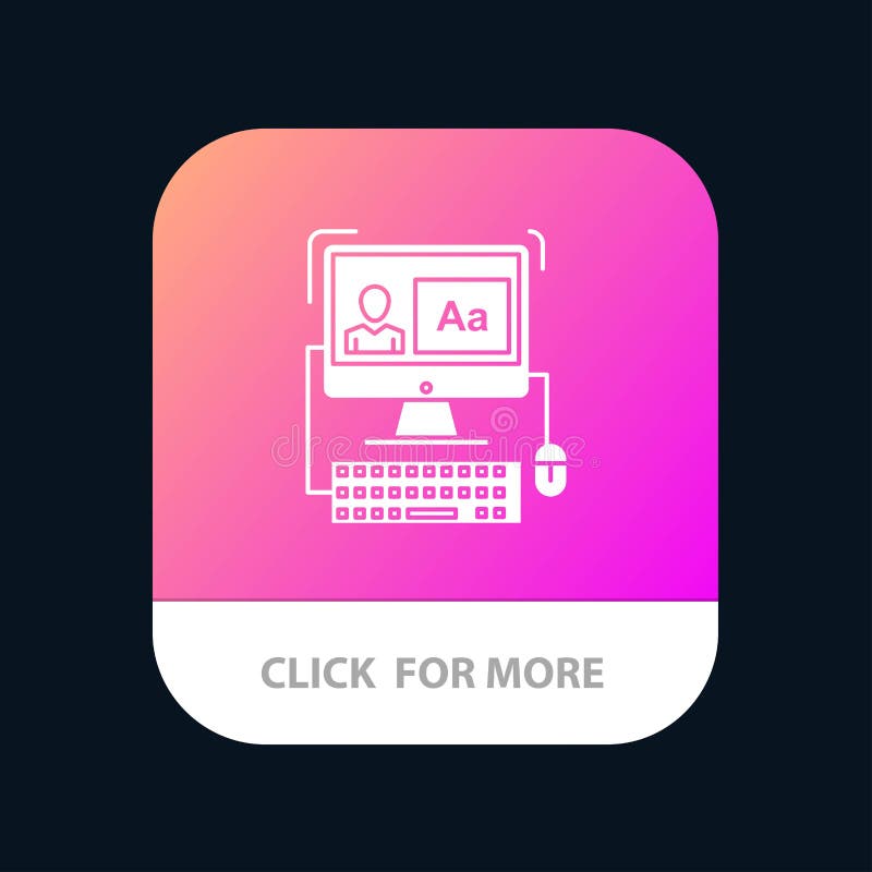 Computer, Screen, Software, Editing Mobile App Button. Android and IOS Glyph Version stock illustration Computer, Screen, Software, Editing Mobile App Button. Android and IOS Glyph Version stock illustration