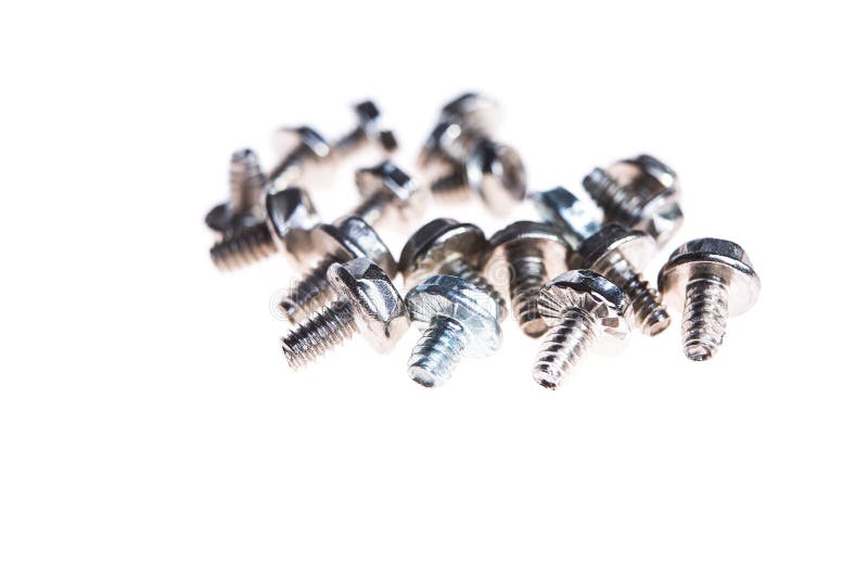 Computer Screws Against White Background Stock Photo Image of button