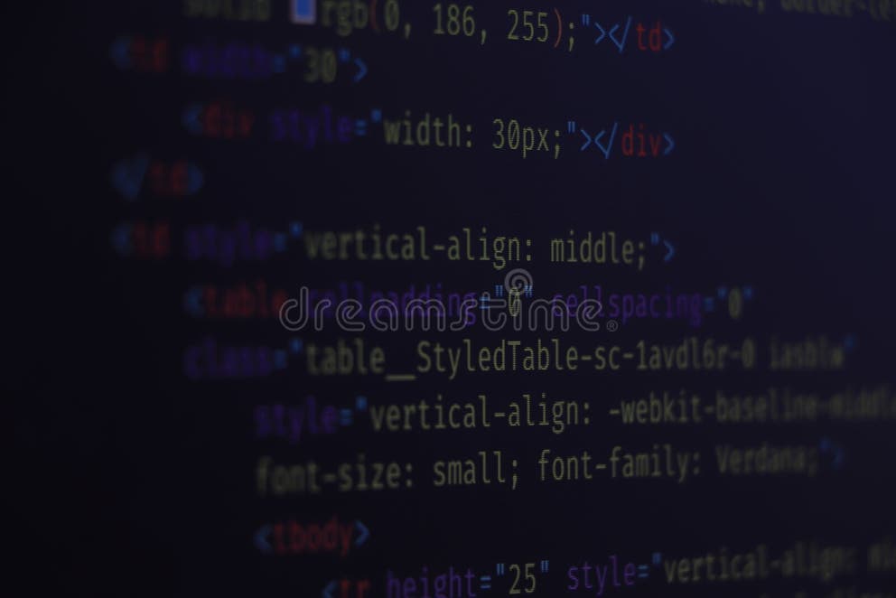 Computer Script Typing Work. Programmer Typing New Lines of HTML Code ...