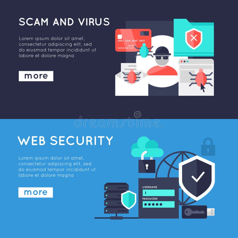 Computer Security Horizontal Banners stock illustration