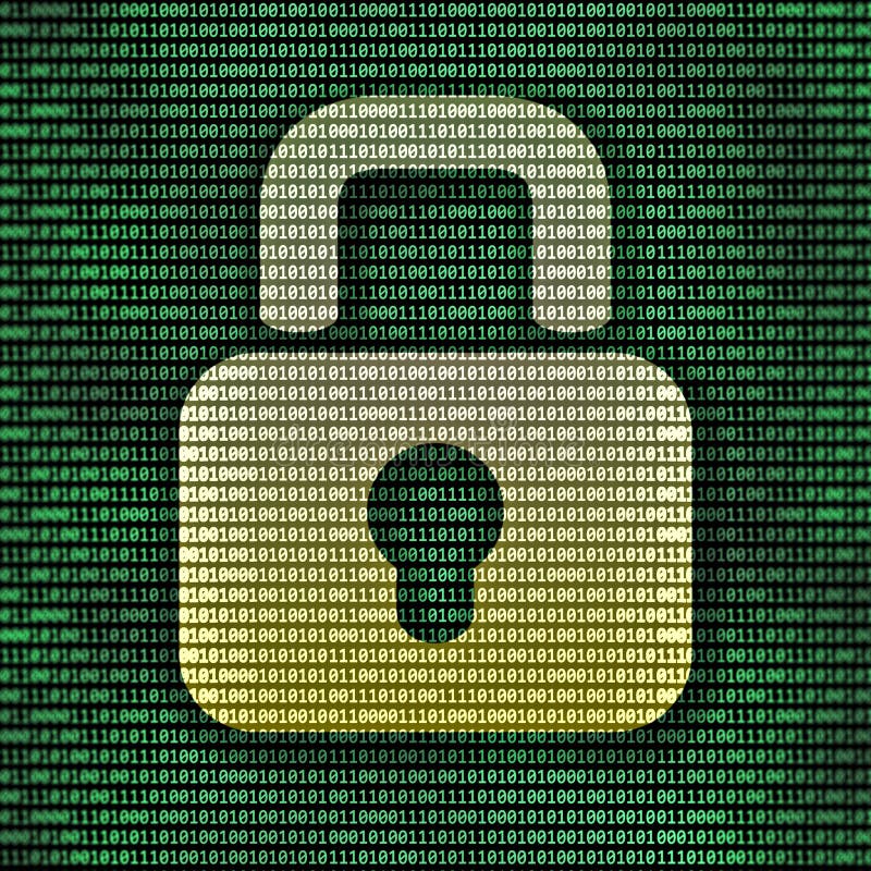 Computer security sign, lock and binary code