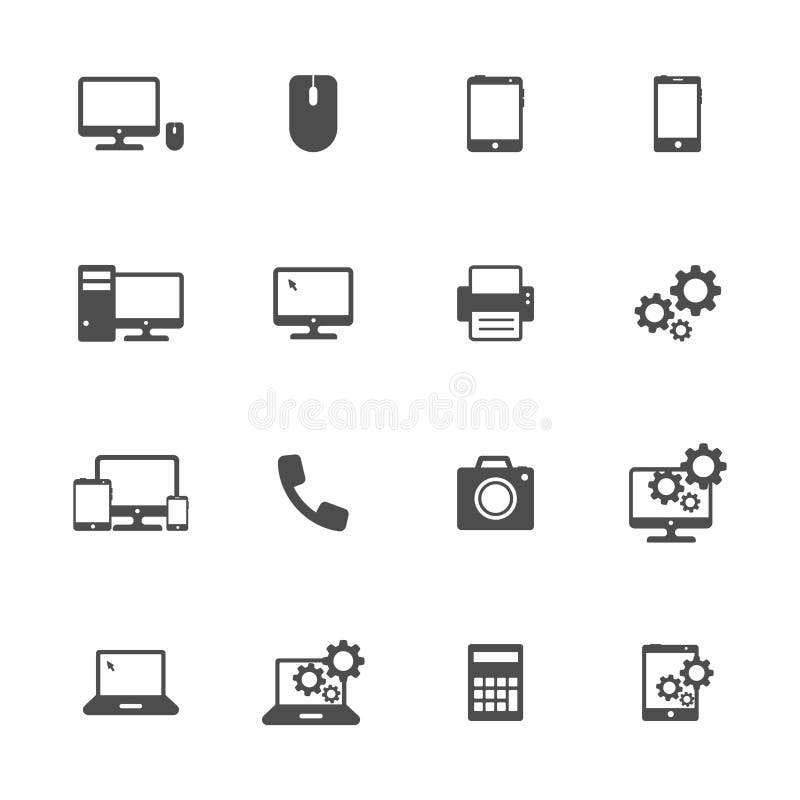 Computer service flat icons in gray stock illustration