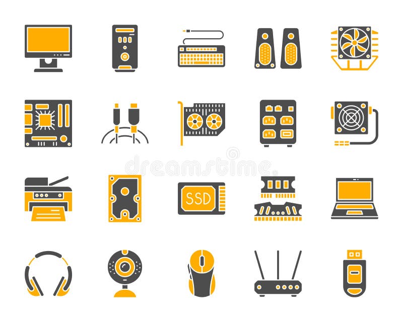 Computer simple color flat icons vector set royalty free illustration