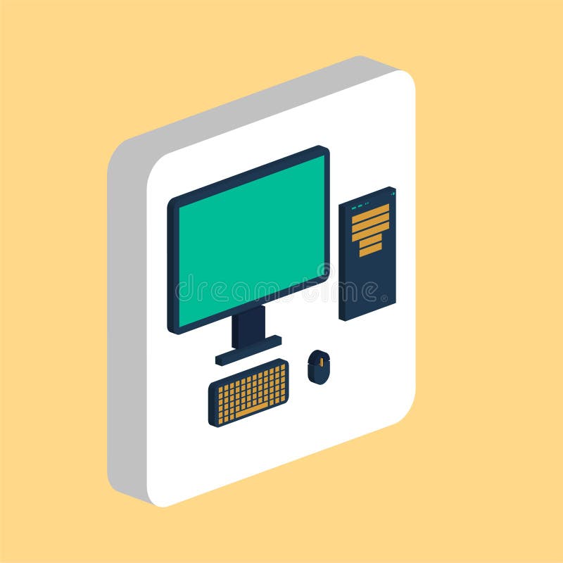 Computer Simple vector icon. Illustration symbol design template for web mobile UI element. Perfect color isometric pictogram on stock illustration
