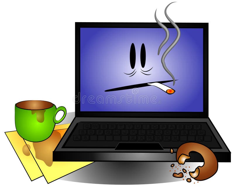Computer Slob Smoking Mess stock illustration. Illustration of