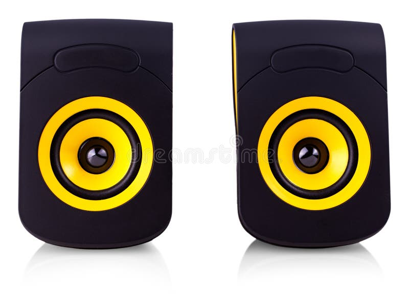 yellow computer speakers