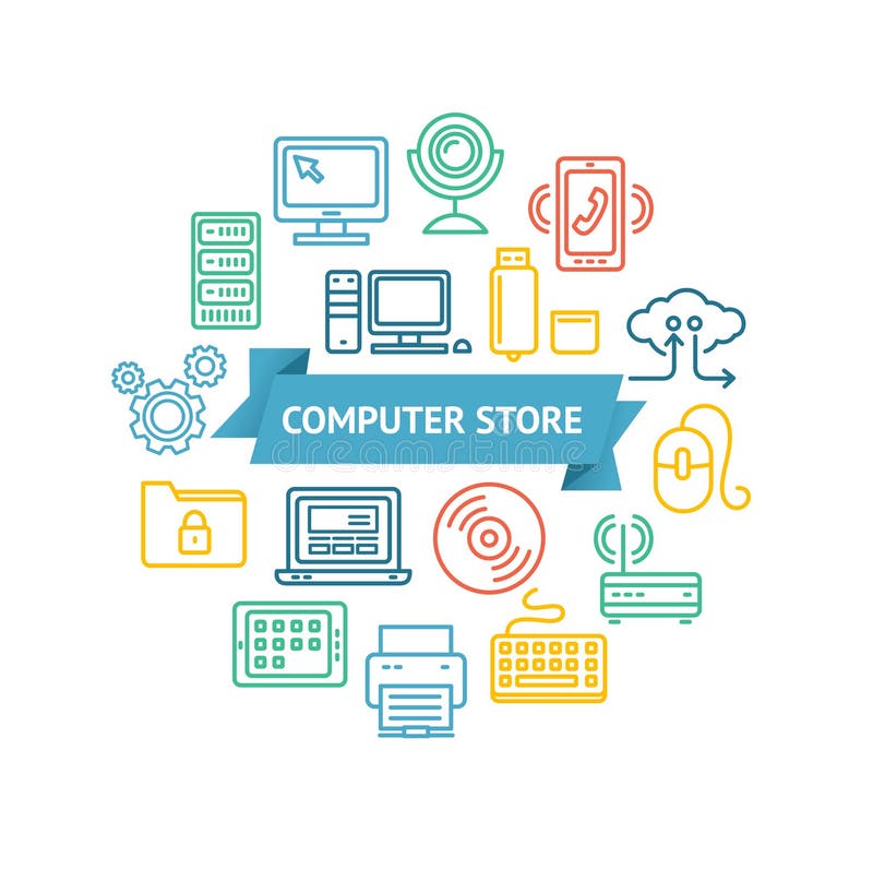 Computer Store Concept. Vector vector illustration