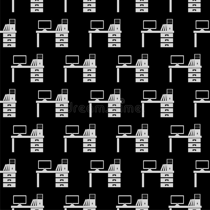 Computer table icon seamless pattern isolated on black background royalty free illustration