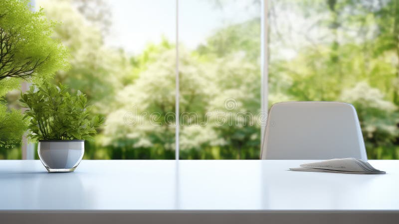 Computer table office background stock illustration