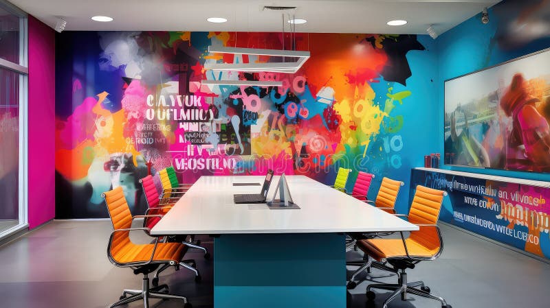 Computer table office background vector illustration