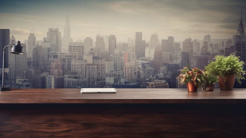 Computer table office background stock illustration