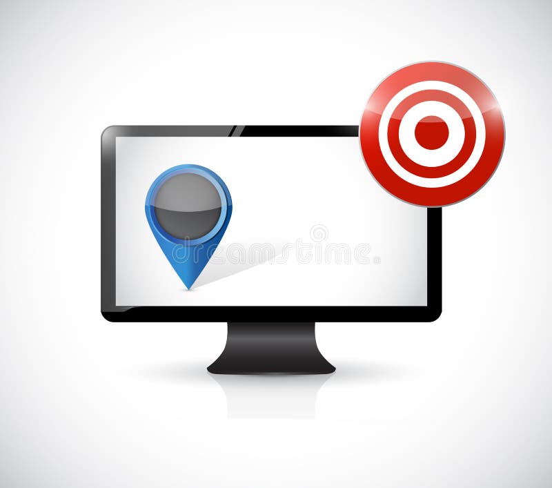 Computer with a target. illustration design stock illustration