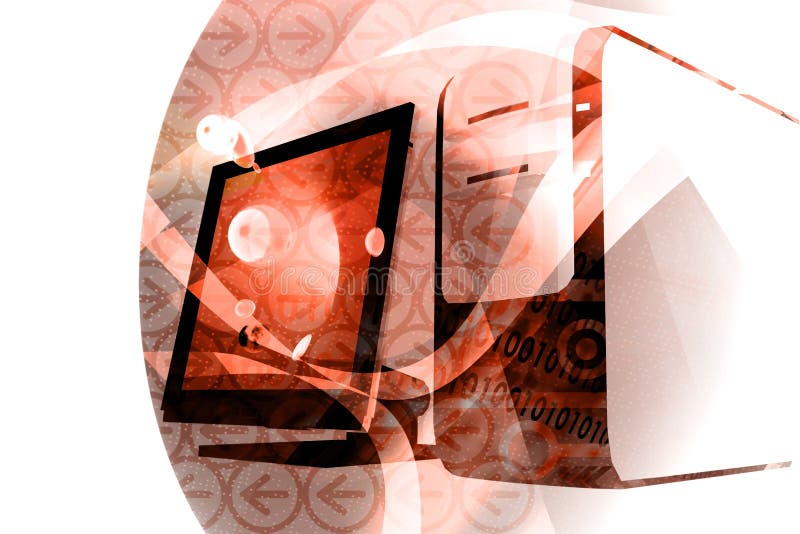 Computer technology mix - red stock illustration