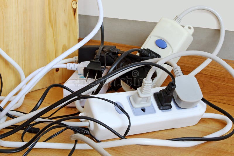 Power Cords in a Dangerously Tangled Mess