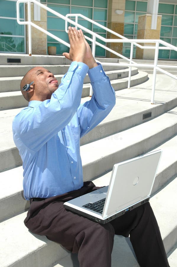 Computer Thank You stock photo. Image of businessman, headset 676284