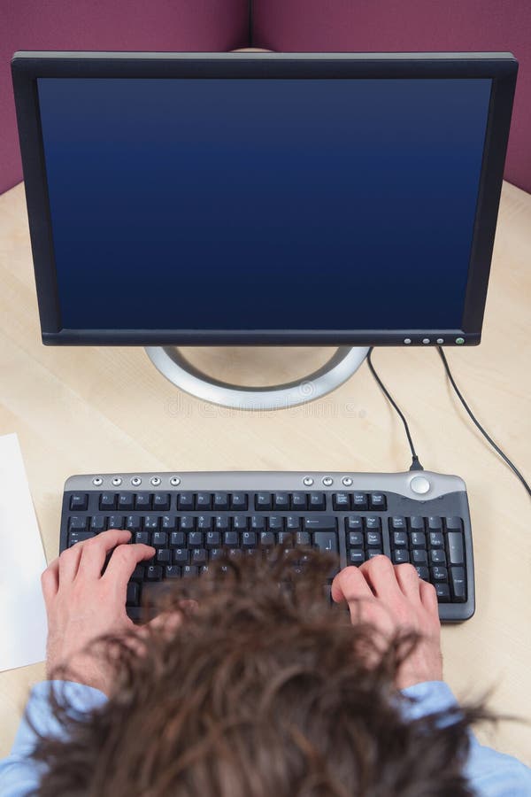 Computer user overhead blank screen