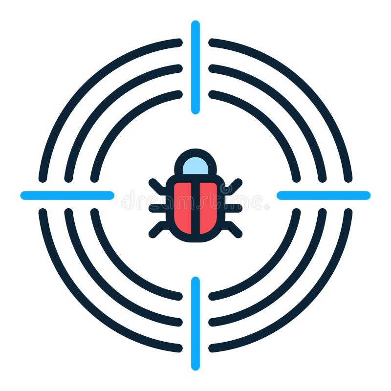 Computer Virus in Target vector Internet Security colored icon or symbol royalty free illustration