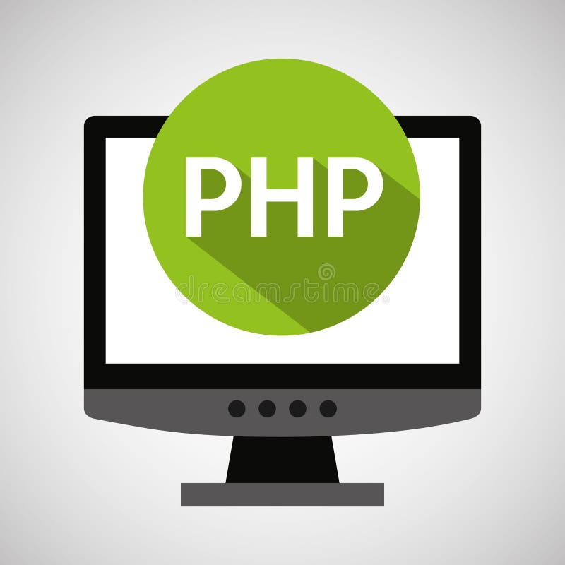 Computer web development php vector illustration
