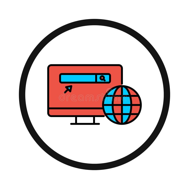 Computer, website, internet, click, web search icon vector illustration