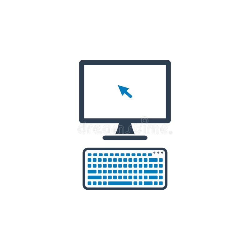 Computer and Wireless Keyboard Icon. vector illustration