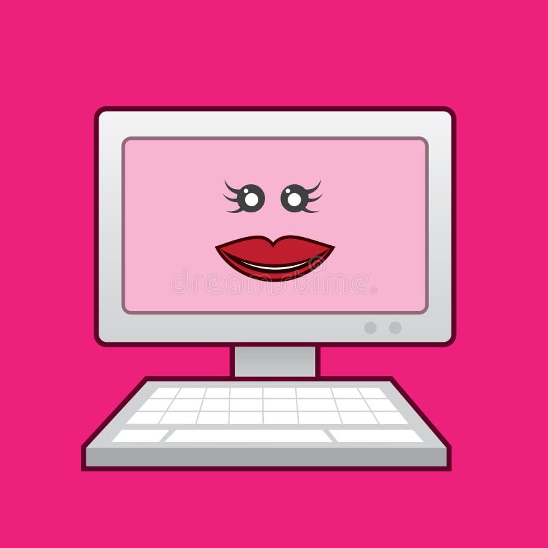 Computer Woman Face royalty free illustration
