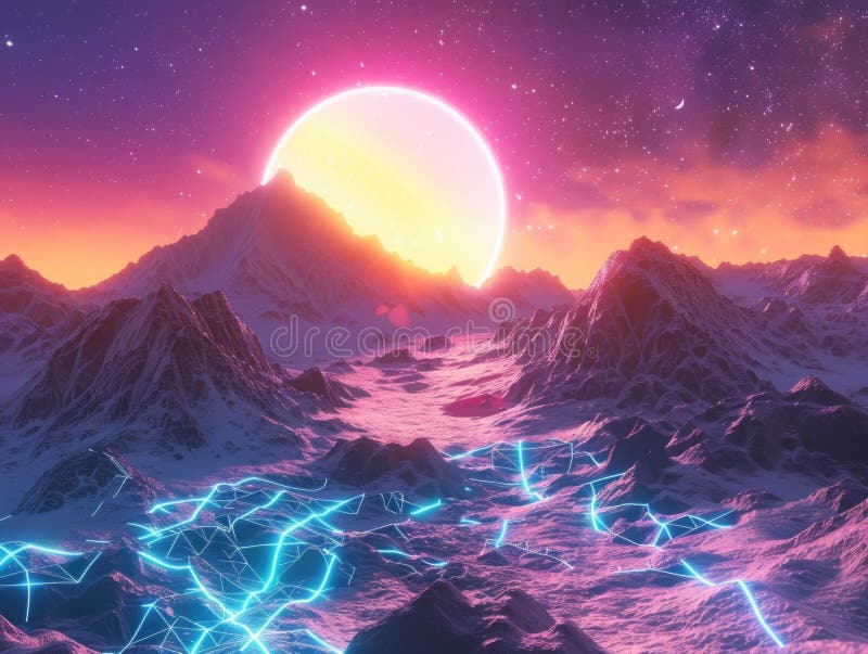 Computergenerierte Berglandschaft lizenzfreies stockbild