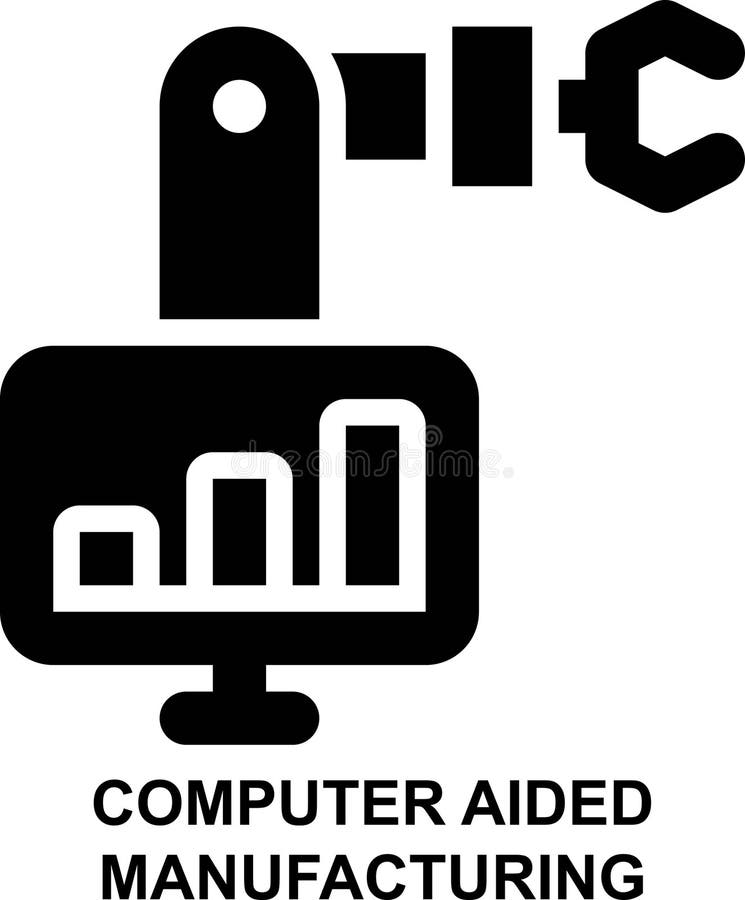 Computergestützte Fertigungstechnik Cam Informatiktechnologie Solid Glyph Icon vektor abbildung