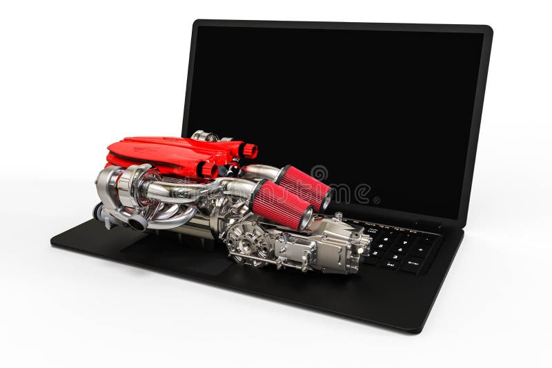 Computergestützte Konstruktion eines Motors lizenzfreie abbildung