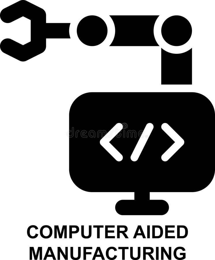 Computergestütztes Fertigungs-Produktionssystem Software-Anwendungsprogramm Solid-Glyphe-Symbol vektor abbildung
