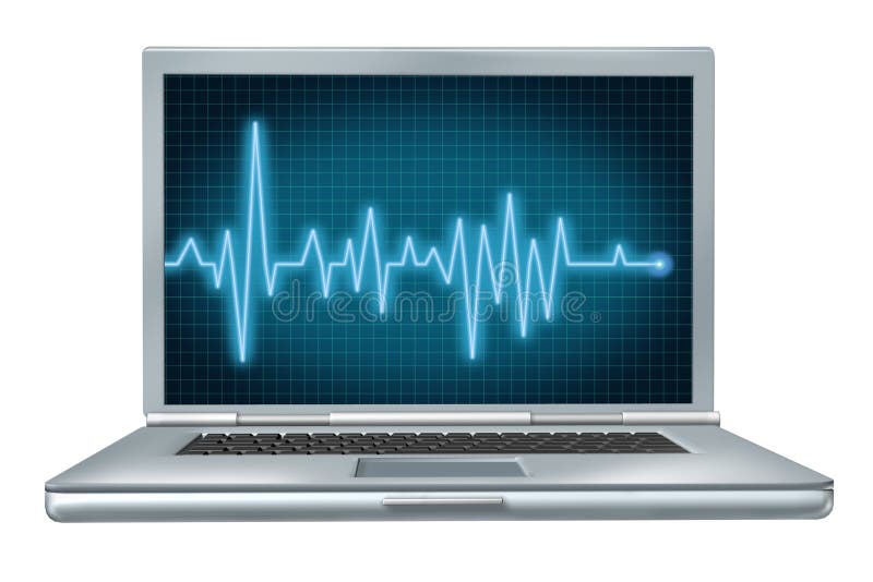 Computer health laptop repair representing software and hardware ecg ekg monitoring. Computer health laptop repair representing software and hardware ecg ekg monitoring.