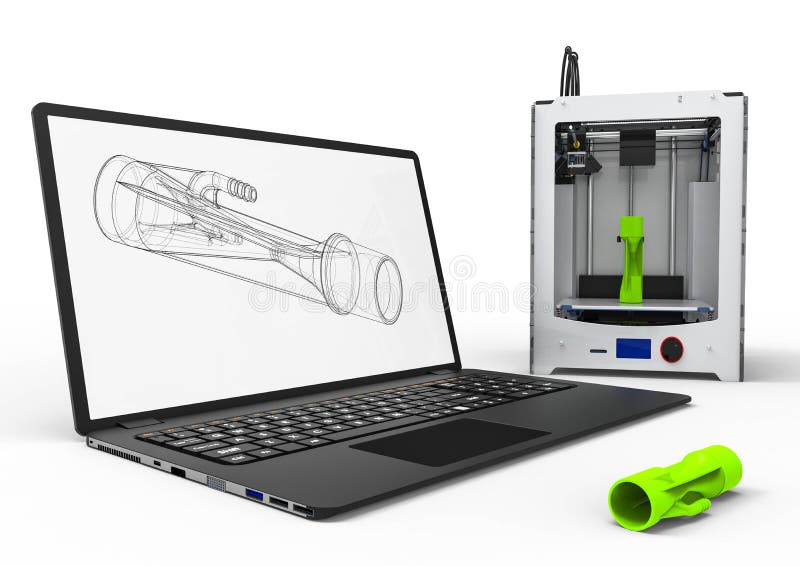 Computergesützte Konstruktion im Formentwurf mit Software 3d. Geschäftsgebäude lizenzfreie abbildung