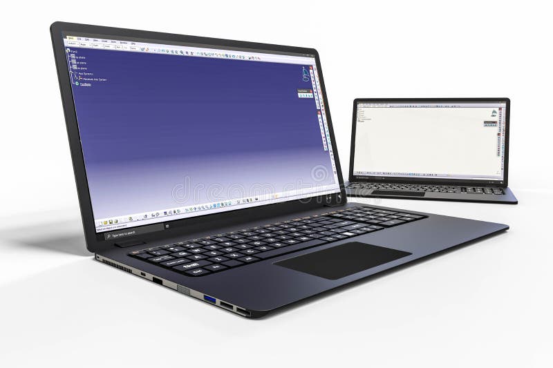 Computergesützte Konstruktion mit Software 3d. stock abbildung