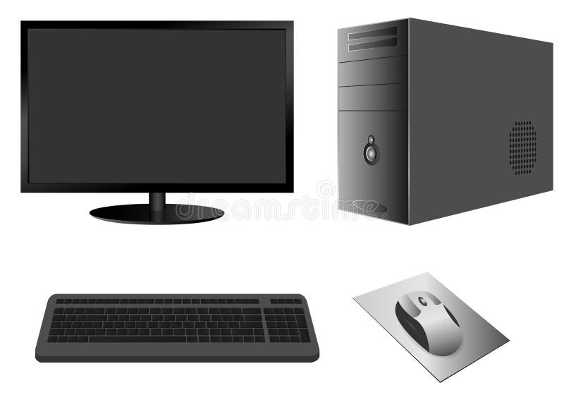 Computergeval met Monitor, Toetsenbord en Muis stock illustratie Computergeval met Monitor, Toetsenbord en Muis stock illustratie