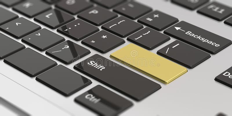 Computerlaptoptastatur mit leerem Goldenem ENTER-Taste Abbildung 3D stock abbildung