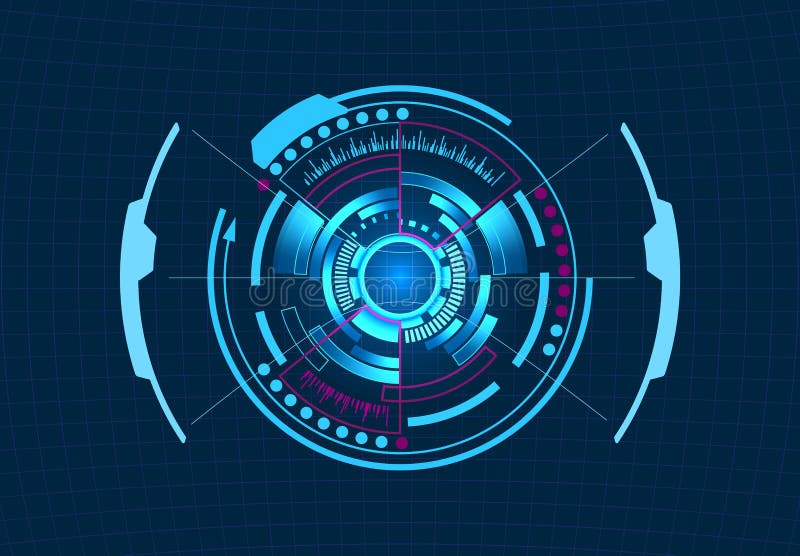 Computermanagement Virtuelle grafische Schnittstelle, elektronische Linse, HUD-Elemente Abbildung stock abbildung