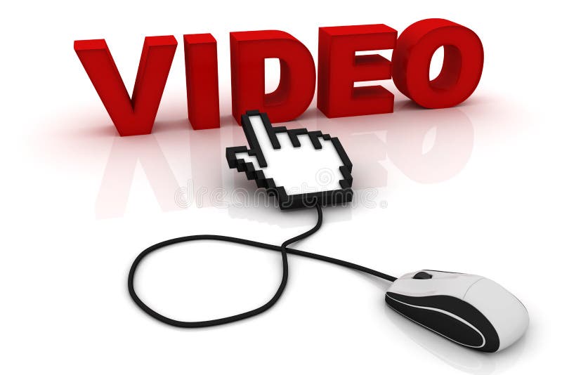 Computermaus und das Wort Video stock abbildung Computermaus und das Wort Video stock abbildung