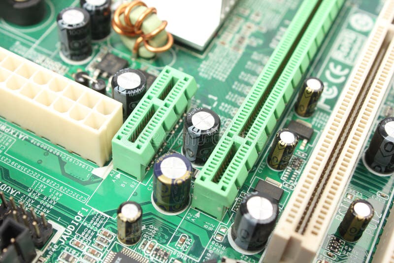 Computermotherboardnahaufnahme lizenzfreie stockbilder