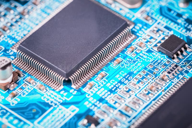 Computermotherboardnahaufnahme stockbilder