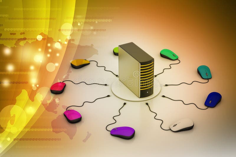Computermuis aangesloten Server stock illustratie Computermuis aangesloten Server stock illustratie