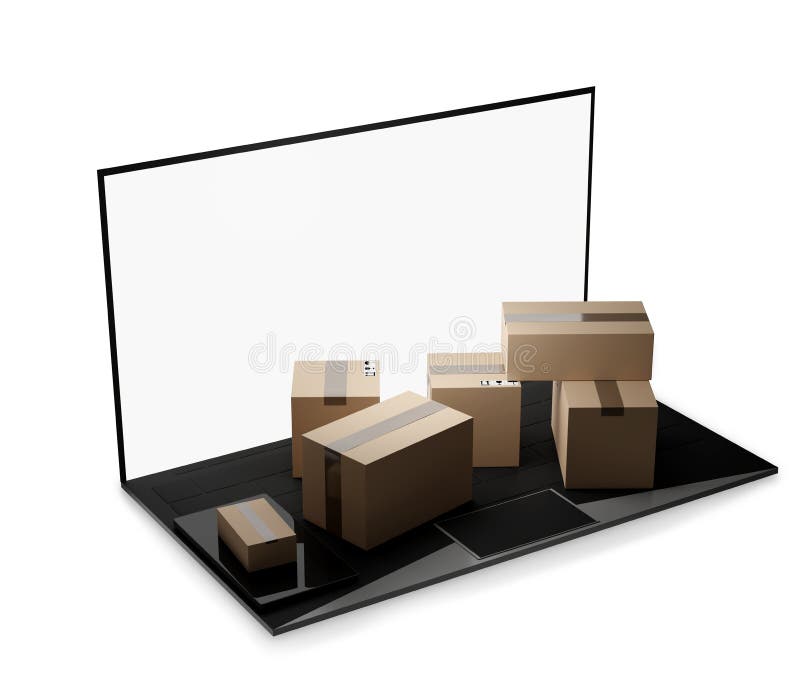 Computernotizbuchlaptop-Paketlieferung 3d-illustration vektor abbildung Computernotizbuchlaptop-Paketlieferung 3d-illustration vektor abbildung