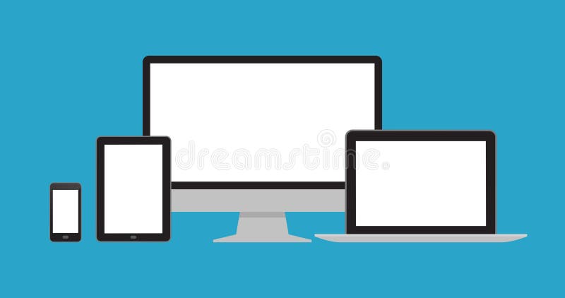 Computers and mobile devices stock illustration