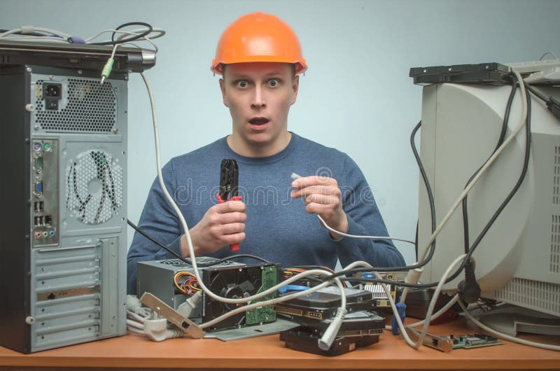 Computerschlosser Computertechnikeringenieur 3d eine Abbildung lizenzfreie stockbilder Computerschlosser Computertechnikeringenieur 3d eine Abbildung lizenzfreie stockbilder