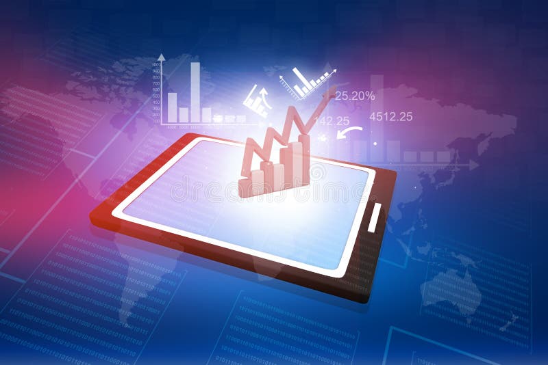 Computertablet-pc, der eine Tabelle zeigt lizenzfreie abbildung Computertablet-pc, der eine Tabelle zeigt lizenzfreie abbildung